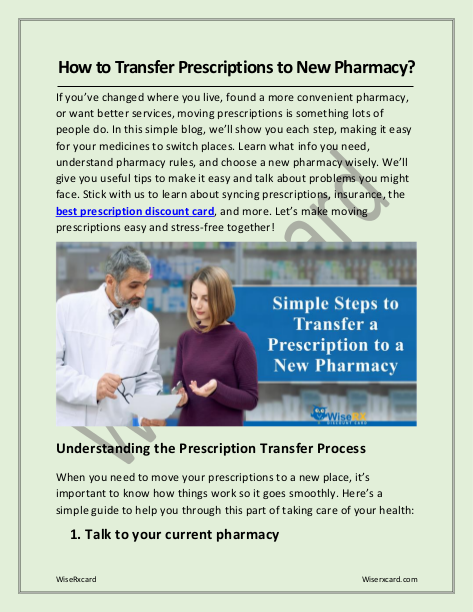 How to Transfer Prescriptions to New Pharmacy